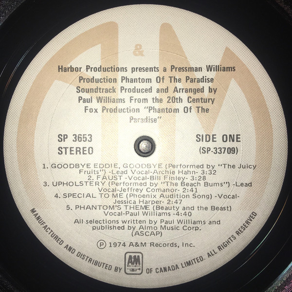 Various - Phantom Of The Paradise - Original Soundtrack Recording | A&M Records (SP-3653) - 3