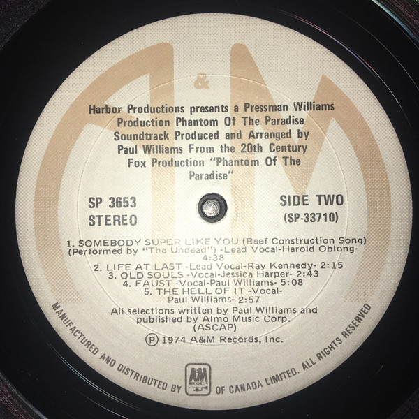 Various - Phantom Of The Paradise - Original Soundtrack Recording | A&M Records (SP-3653) - 4