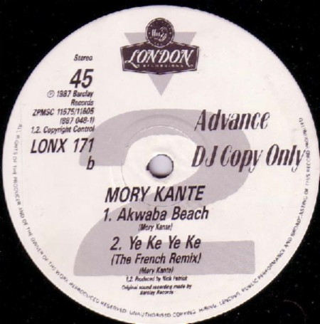 Mory Kanté - Ye Ke Ye Ke | London Records (LONX 171) - 2