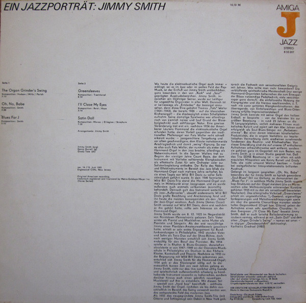 Jimmy Smith - Jimmy Smith | AMIGA (8 55 267) - 2 Jimmy Smith - Jimmy Smith | AMIGA (8 55 267) - 2