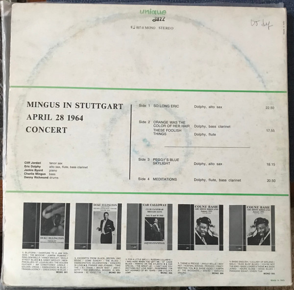 Charles Mingus - Mingus In Stuttgart April 28 1964 Concert | Unique Jazz (U♩ 007-8) - 2