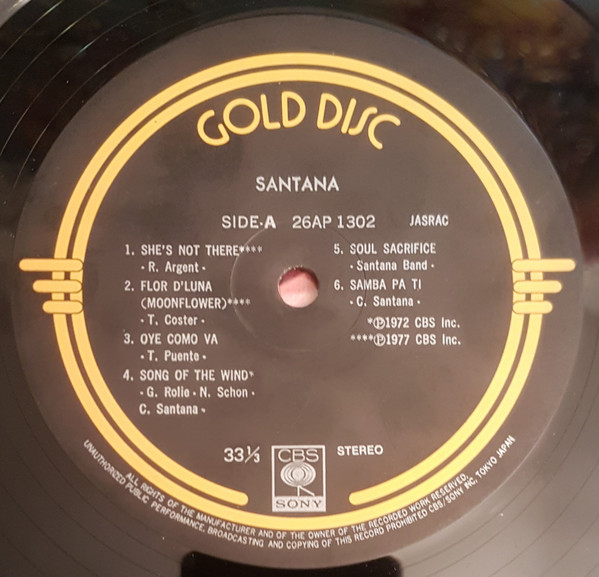 Santana - Gold Disc | CBS/Sony (26AP 1302) - 4 Santana - Gold Disc | CBS/Sony (26AP 1302) - 4
