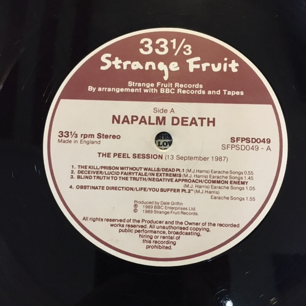Napalm Death - The Peel Sessions | Strange Fruit (SFPSD049) - 3 Napalm Death - The Peel Sessions | Strange Fruit (SFPSD049) - 3