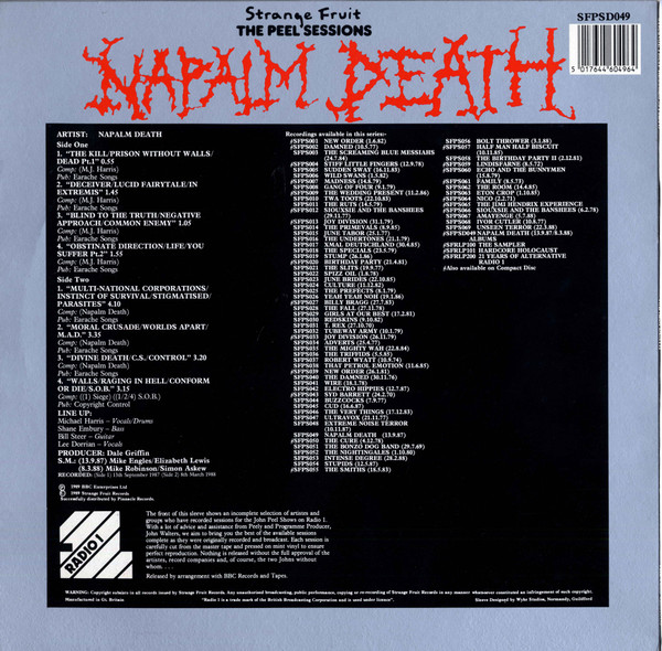 Napalm Death - The Peel Sessions | Strange Fruit (SFPSD049) - 2 Napalm Death - The Peel Sessions | Strange Fruit (SFPSD049) - 2