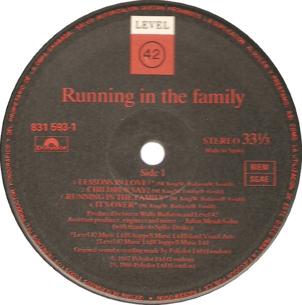 Level 42 - Running In The Family | Polydor (831 593-1) - 3 Level 42 - Running In The Family | Polydor (831 593-1) - 3
