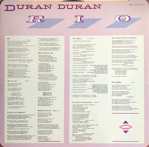 Duran Duran - Rio | EMI (EMC 3411) - 6 Duran Duran - Rio | EMI (EMC 3411) - 6