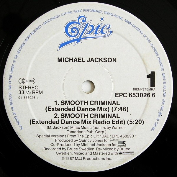 Michael Jackson - Smooth Criminal | Epic (EPC 653026 6) - 3