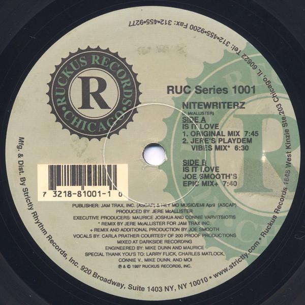 Nitewriterz - Is It Love | Ruckus Records (RUC series 1001)