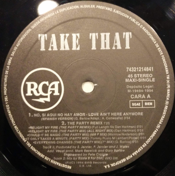 Take That - No, Si Aqui No Hay Amor | RCA (743211214841) - 3