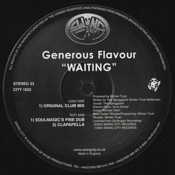 Generous Flavour - Waiting | Swing City Records (CITY 1052)