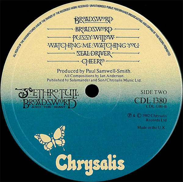 Jethro Tull - The Broadsword And The Beast | Chrysalis (CDL 1380) - 3