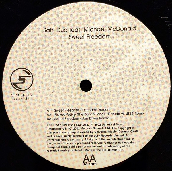Safri Duo Featuring Michael McDonald - Sweet Freedom | Serious Records (SERR5512) - 4