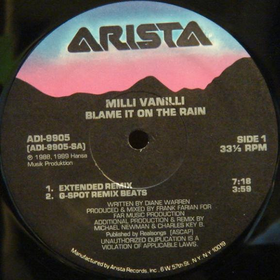 Milli Vanilli - Blame It On The Rain | Arista (ADI-9905) - 3 Milli Vanilli - Blame It On The Rain | Arista (ADI-9905) - 3