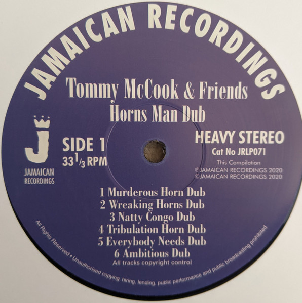 Tommy McCook & Various - Horns Man Dub | Jamaican Recordings (JRLP071) - 3 Tommy McCook & Various - Horns Man Dub | Jamaican Recordings (JRLP071) - 3