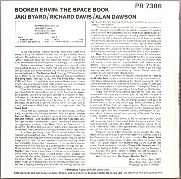 Booker Ervin - The Space Book | Prestige (PR 7386) - 2