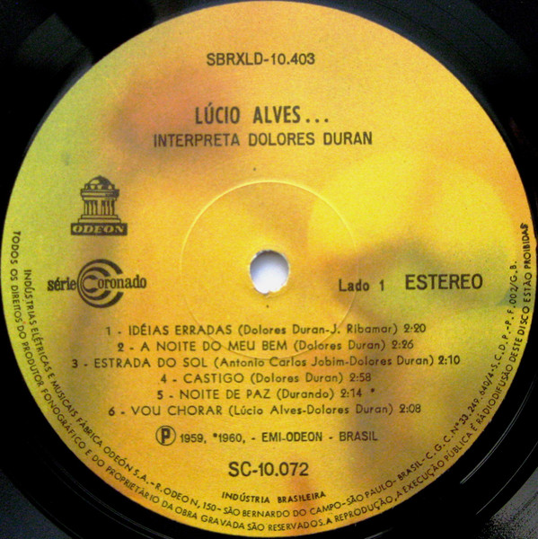 Lúcio Alves - ...interpreta Dolores Duran | Odeon (SC 10072) - 3