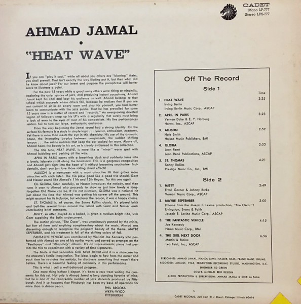 Ahmad Jamal - Heat Wave | Cadet (LPS-777) - 2