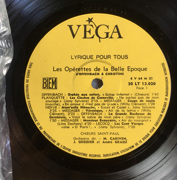 Various - Les Opérettes De La Belle Époque (D'Offenbach À Christiné) | Vega (30 LT 13.020) - 4