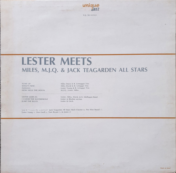 Lester Young - Lester Meets Miles, M.J.Q. & Jack Teagarden All Stars | Unique Jazz (U♩ 14) - 2