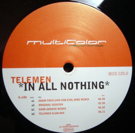 Telemen - In All Nothing | Multicolor Recordings (MCR 129.0) Telemen - In All Nothing | Multicolor Recordings (MCR 129.0)