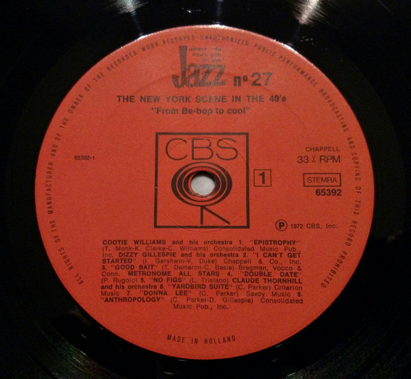 Various - The New York Scene In The 40's: From Be-Bop To Cool | CBS (65392) - 3