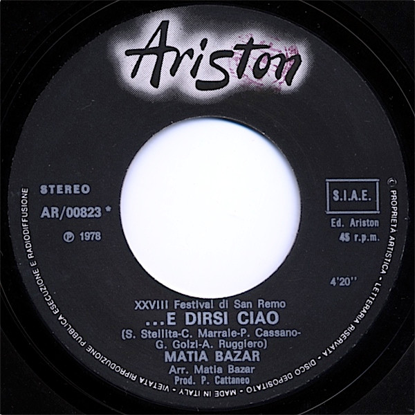 Matia Bazar - ...E Dirsi Ciao | Ariston (AR/00823) - 3