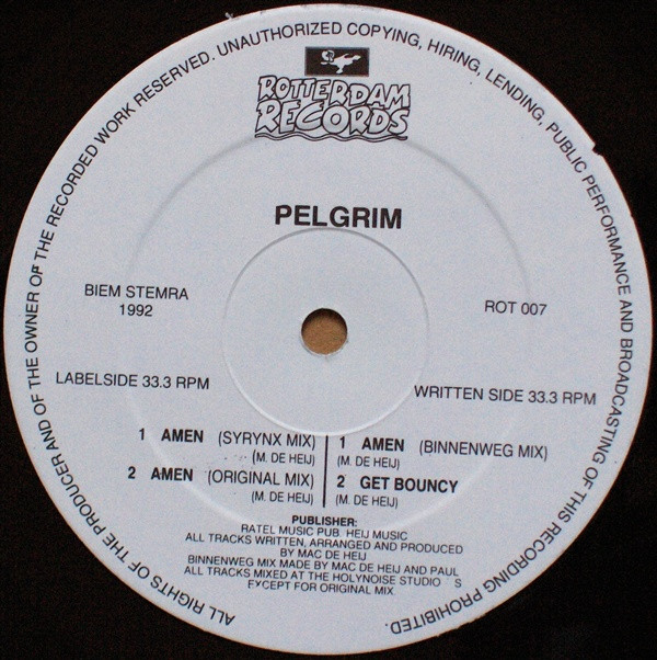 Pelgrim - Amen | Rotterdam Records (ROT 007) - 3