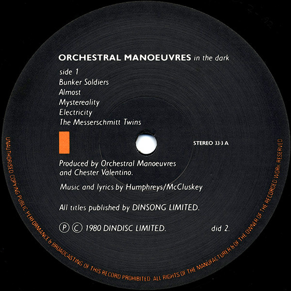 Orchestral Manoeuvres In The Dark - Orchestral Manoeuvres In The Dark | Dindisc (DID 2) - 3 Orchestral Manoeuvres In The Dark - Orchestral Manoeuvres In The Dark | Dindisc (DID 2) - 3