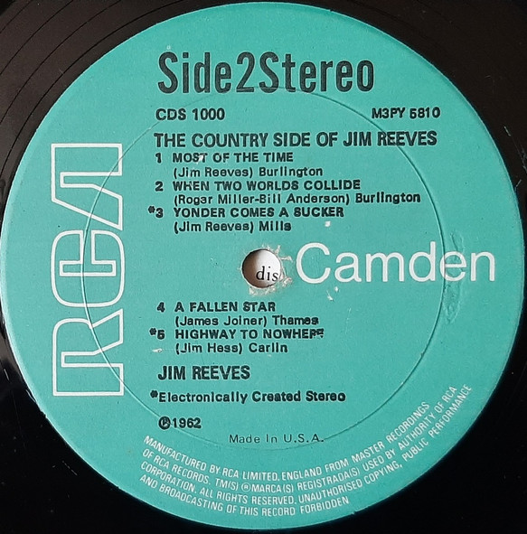 Jim Reeves - The Country Side Of Jim Reeves | RCA Camden (CDS 1000) - 4