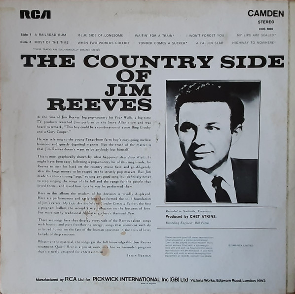 Jim Reeves - The Country Side Of Jim Reeves | RCA Camden (CDS 1000) - 2