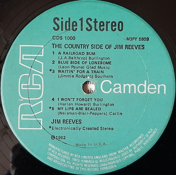 Jim Reeves - The Country Side Of Jim Reeves | RCA Camden (CDS 1000) - 3