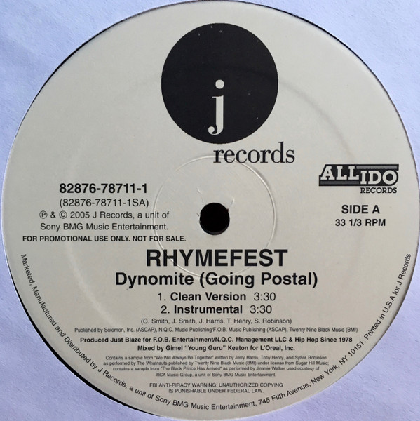 Rhymefest - Dynomite (Going Postal) | J Records (82876-78711-1)