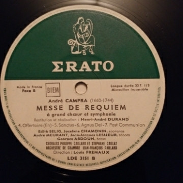 André Campra - Chorale Philippe Caillard , Orchestre De Chambre Jean-François Paillard , Louis Frémaux - Messe De Requiem | Erato (LDE 3151) - 4