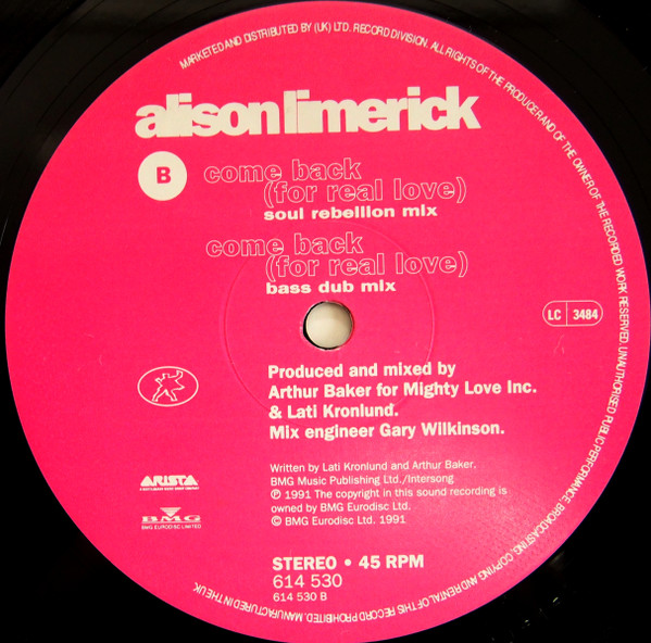 Alison Limerick - Come Back (For Real Love) | Arista (614530) - 4