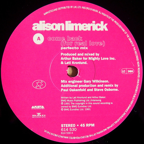 Alison Limerick - Come Back (For Real Love) | Arista (614530) - 3