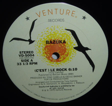 Bazuka - (C'est) Le Rock / Rock The Night Away | Venture Records (VD-5004) Bazuka - (C'est) Le Rock / Rock The Night Away | Venture Records (VD-5004)