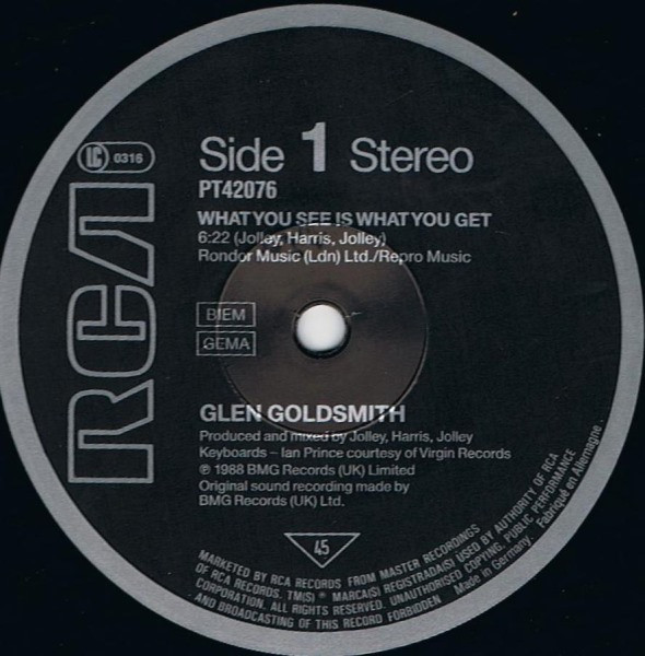Glen Goldsmith - What You See Is What You Get | RCA (PT 42076) Glen Goldsmith - What You See Is What You Get | RCA (PT 42076)