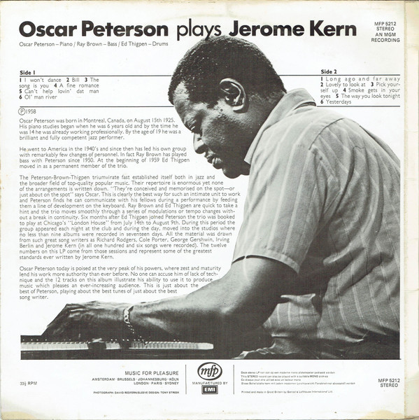 Oscar Peterson - Oscar Peterson Plays Jerome Kern | Music For Pleasure (MFP 5212) Oscar Peterson - Oscar Peterson Plays Jerome Kern | Music For Pleasure (MFP 5212)