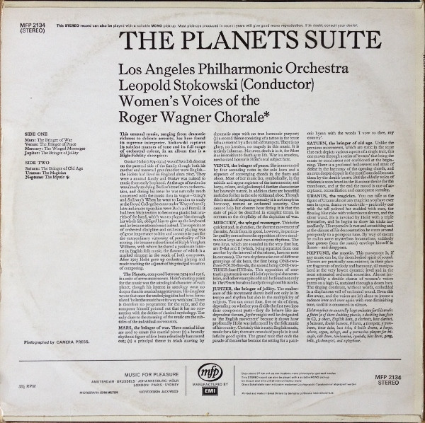 Gustav Holst - Leopold Stokowski Conducting Los Angeles Philharmonic Orchestra - The Planets | Music For Pleasure (MFP STEREO 2134) - 2