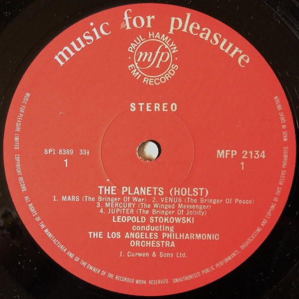 Gustav Holst - Leopold Stokowski Conducting Los Angeles Philharmonic Orchestra - The Planets | Music For Pleasure (MFP STEREO 2134) - 3