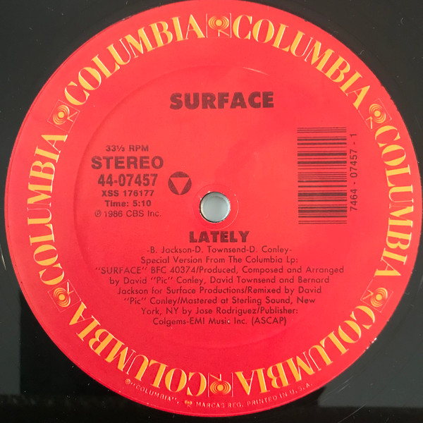 Surface - Lately | Columbia (44 07457) - 3
