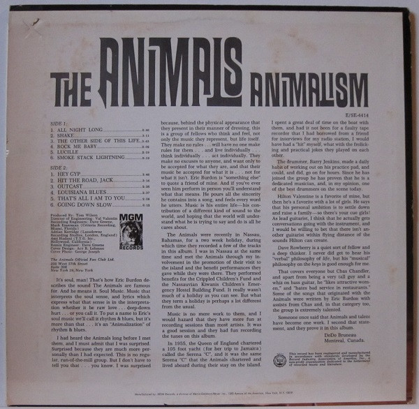 The Animals - Animalism | MGM Records (E-4414) - 2