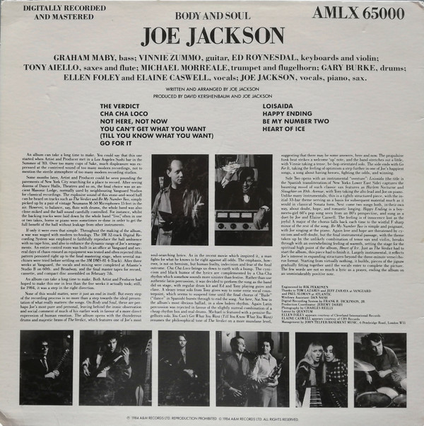 Joe Jackson - Body And Soul | A&M Records (AMLX 65000) - 2 Joe Jackson - Body And Soul | A&M Records (AMLX 65000) - 2