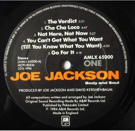 Joe Jackson - Body And Soul | A&M Records (AMLX 65000) - 3 Joe Jackson - Body And Soul | A&M Records (AMLX 65000) - 3