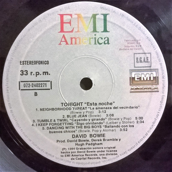 David Bowie - Tonight | EMI America (072-2402271) - 4