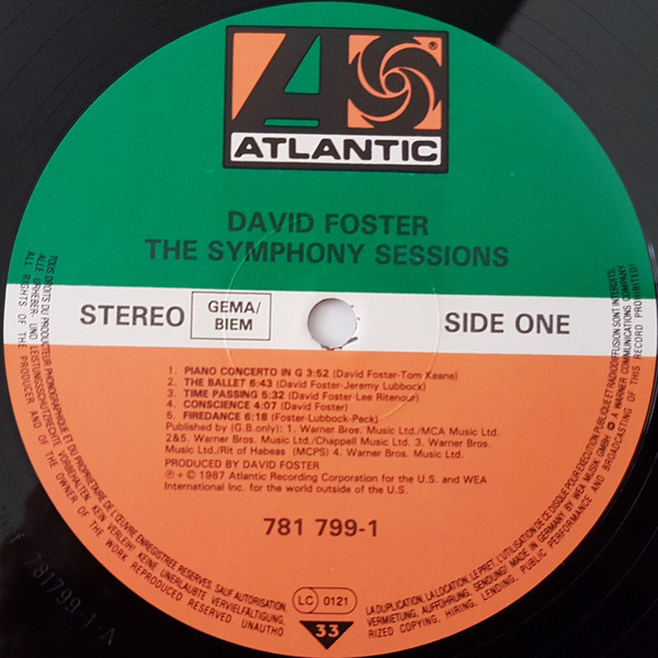 David Foster - The Symphony Sessions | Atlantic (781 799-1) - 3