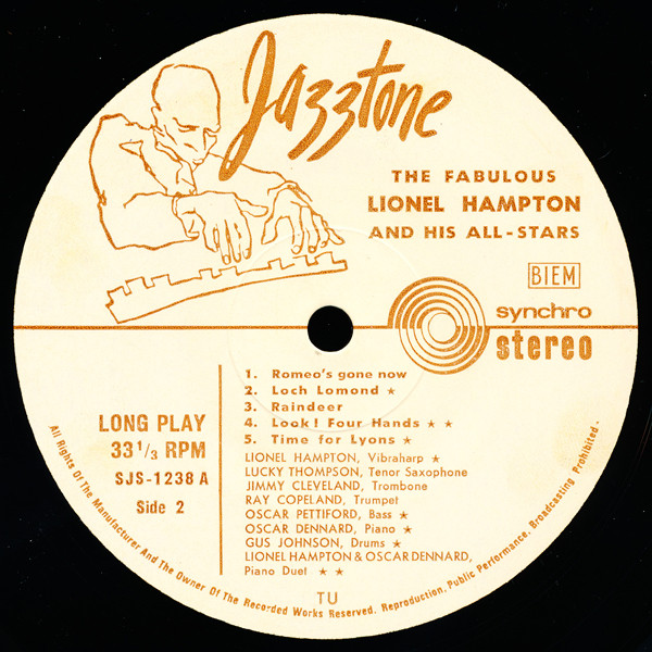 Lionel Hampton All Stars - The Fabulous Lionel Hampton And His All-Stars | Jazztone (SJS 1238) - 4