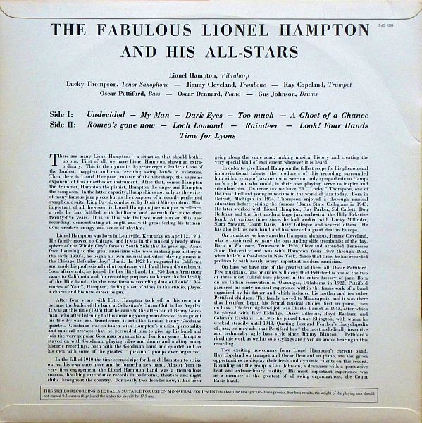 Lionel Hampton All Stars - The Fabulous Lionel Hampton And His All-Stars | Jazztone (SJS 1238) - 2