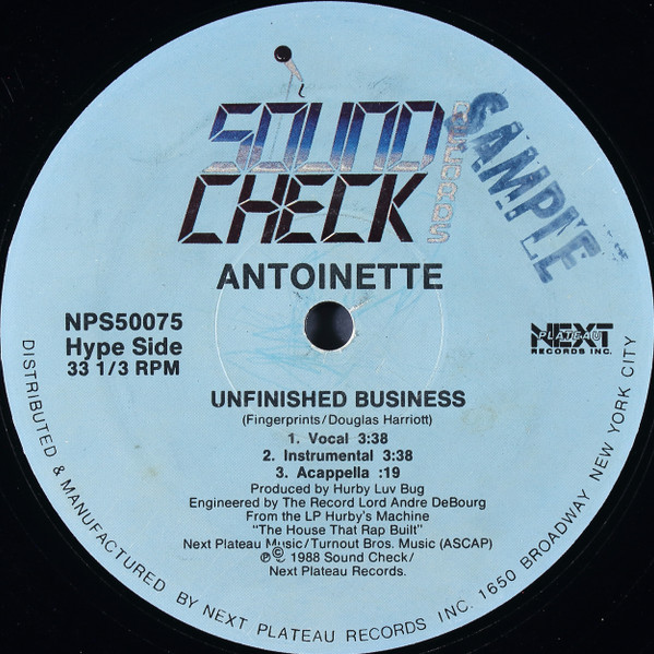 Antoinette & Hurby's Machine - Unfinished Business / Hit 'Em With This | Sound Check Records (NPS50075) Antoinette & Hurby's Machine - Unfinished Business / Hit 'Em With This | Sound Check Records (NPS50075)