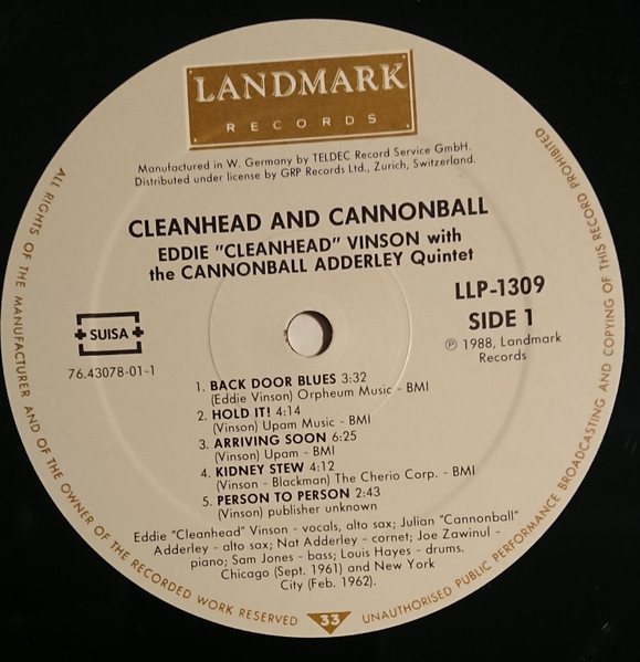 Eddie "Cleanhead" Vinson With The Cannonball Adderley Quintet - Cleanhead & Cannonball | Landmark Records (LLP-1309) - 3